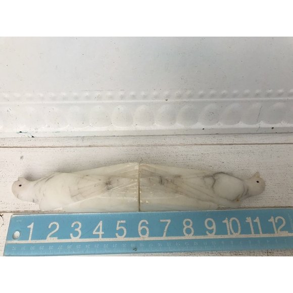 Vtg Art Deco Italian Alabaster Stone Parrot Bird Antq Hand Carved Bookends Luck - Picture 8 of 15